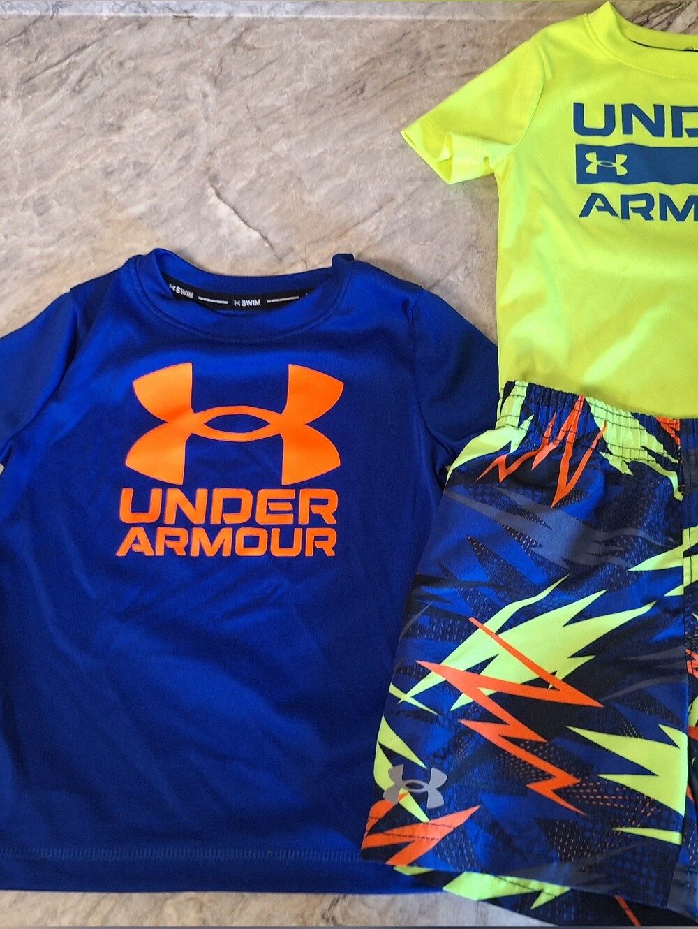 Under Armour Kids' Blue Short Sleeve Tee - Neon Logo